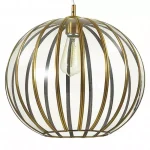 Round Cage Hanging Light in Antique Brass