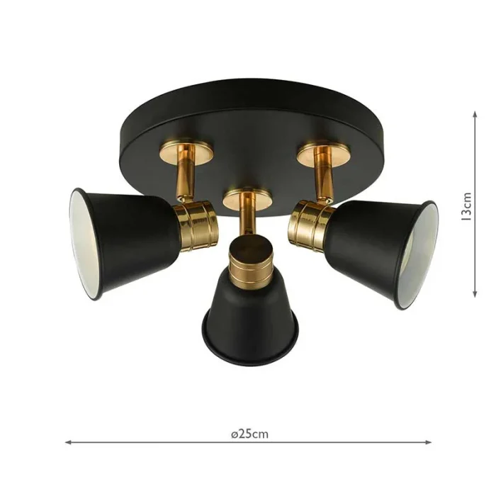Round Ceiling Light in Black Gold