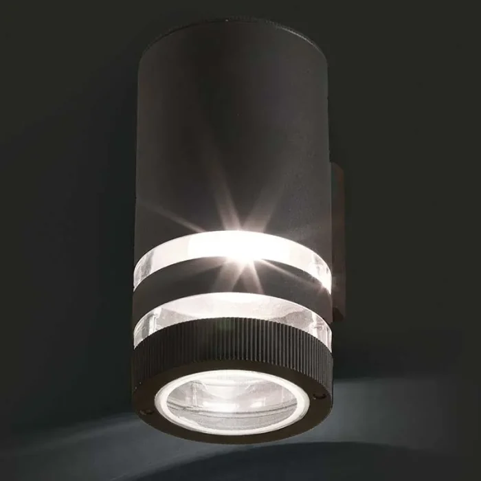 Round Outdoor Wall Light in Black