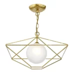 Satin Brass Ceiling Light With Opal Glass