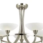 Satin Chrome Chandelier Light With White Shades