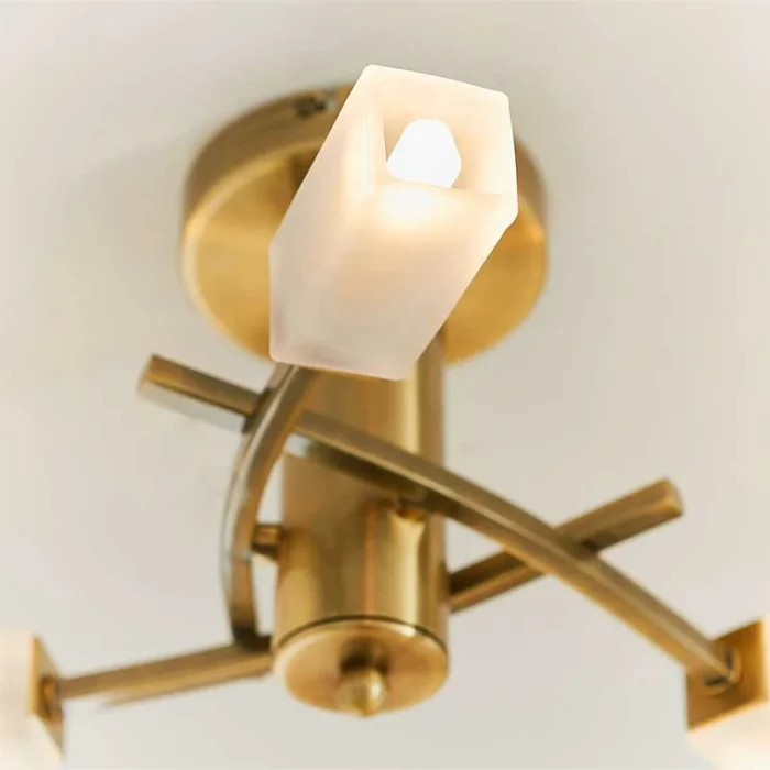 Semi Flush Pendant Light in Antique Brass