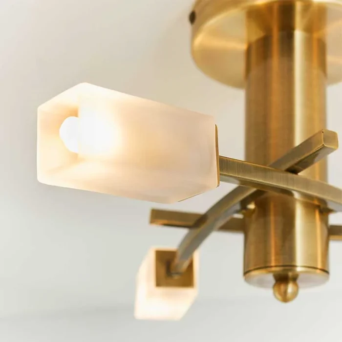 Semi Flush Pendant Light in Antique Brass