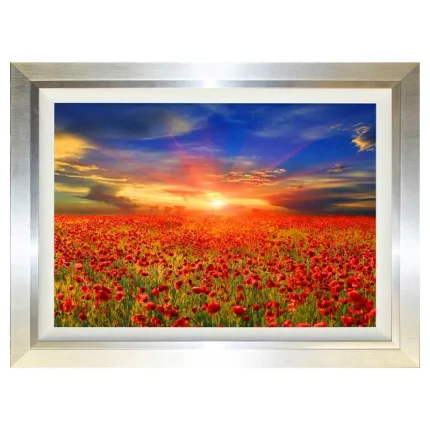 Silver Frame Sunset Painting