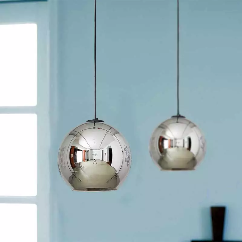 Silver Globe Pendant Light Black Cable Lighting And Interiors - Ball Ceiling Light Black