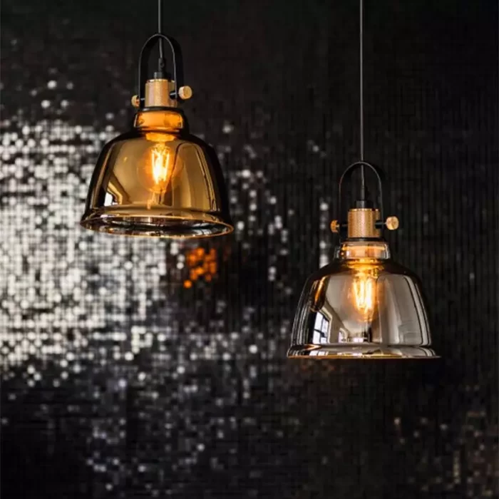 Pendant light in silver colour and gold colour