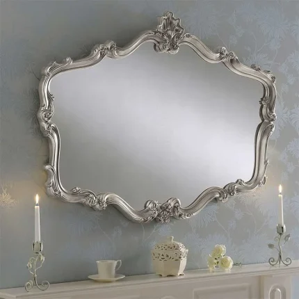 Silver Twisting Curves Overmantle Mirror