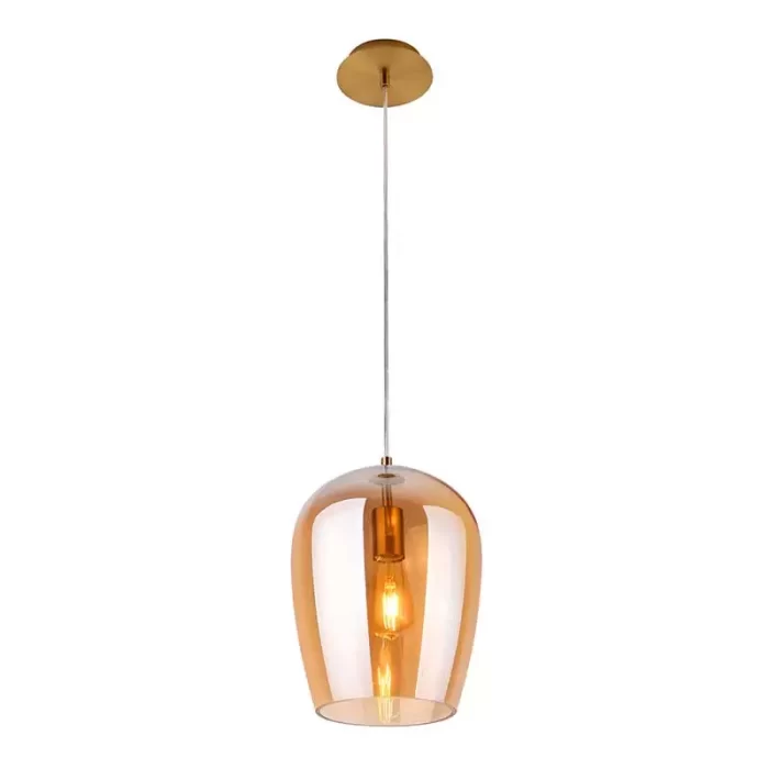 Single pendant light with amber glass