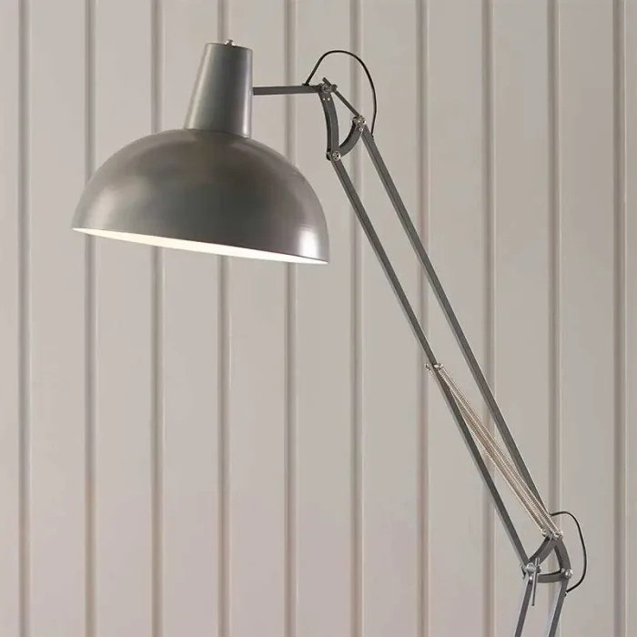 Slate Grey & Satin White Floor Lamp