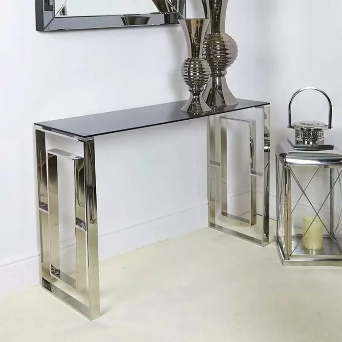 Smoked Glass Console Table 120CM
