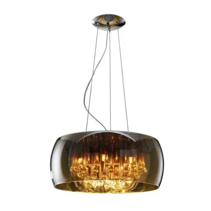 Smoked Glass Large Hanging Light in Chrome