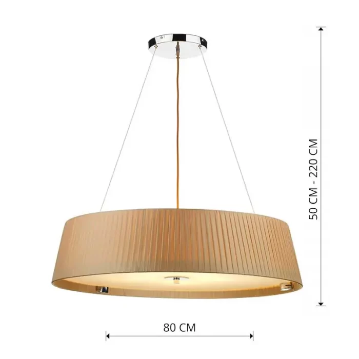 Pendant light with taupe shade in 80cm size