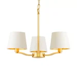 White Fabric Brushed Gold Ceiling Light