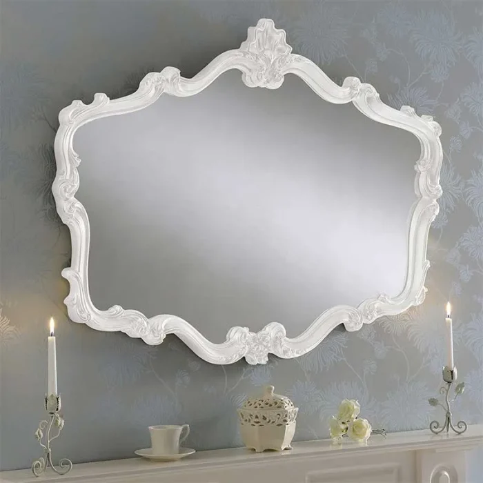 White Twisting Curves Overmantle Mirror