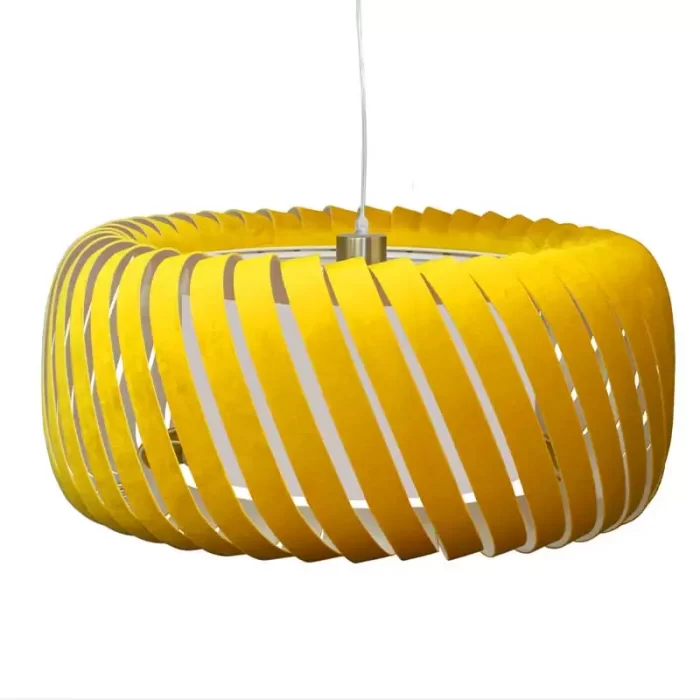 Pendant light with yellow velvet shade in 57cm size