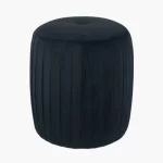 Black Velvet Buttoned Cylinder Pouffe