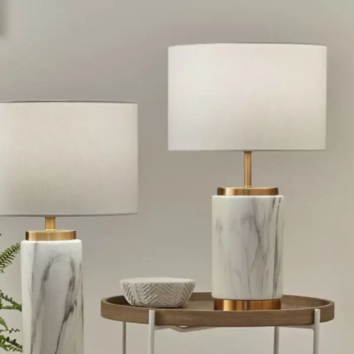 Brass Ceramic Table Lamp with Marble Effect