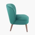 Green Velvet Chair with Walnut Legs