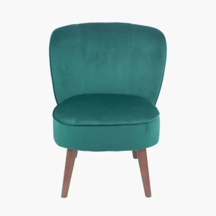 Green Velvet Chair with Walnut Legs
