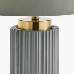 Grey Ceramic and Gold Metal Table Lamp