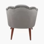 Grey Velvet Shell Chair with Walnut Legs