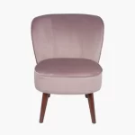 Pink Velvet Chair with Walnut Legs