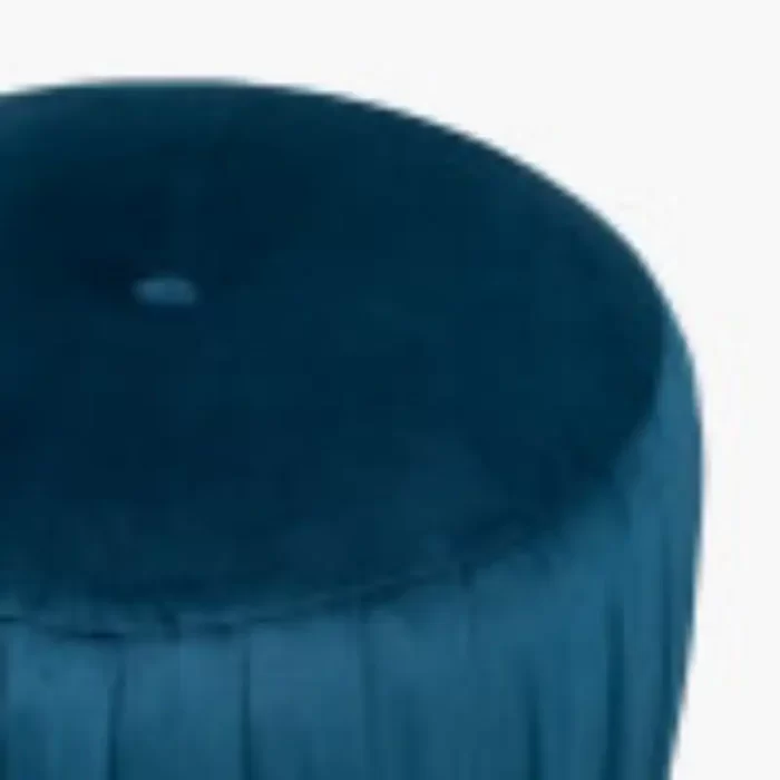 Sapphire Blue Velvet Buttoned Cylinder Pouffe