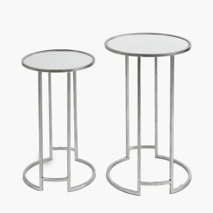 Set of 2 Silver Metal Nest Tables