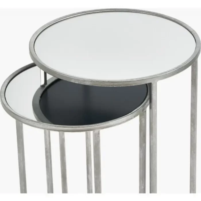 Set of 2 Silver Metal Nest Tables
