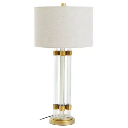 Clear Glass Ivory Shade Table Lamp