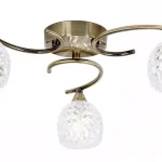 Crystal Glass Ceiling Light in Antique Brass