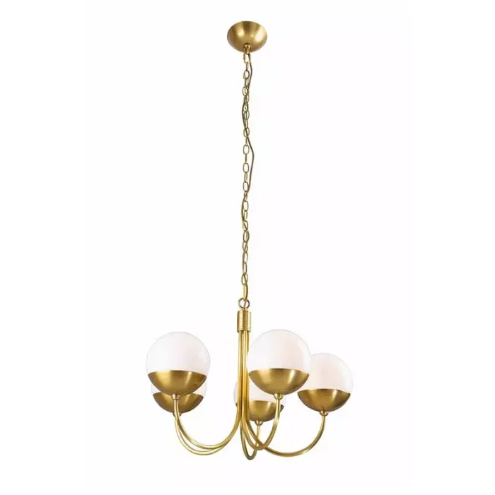 Gold Ceiling Light With Opal Glass