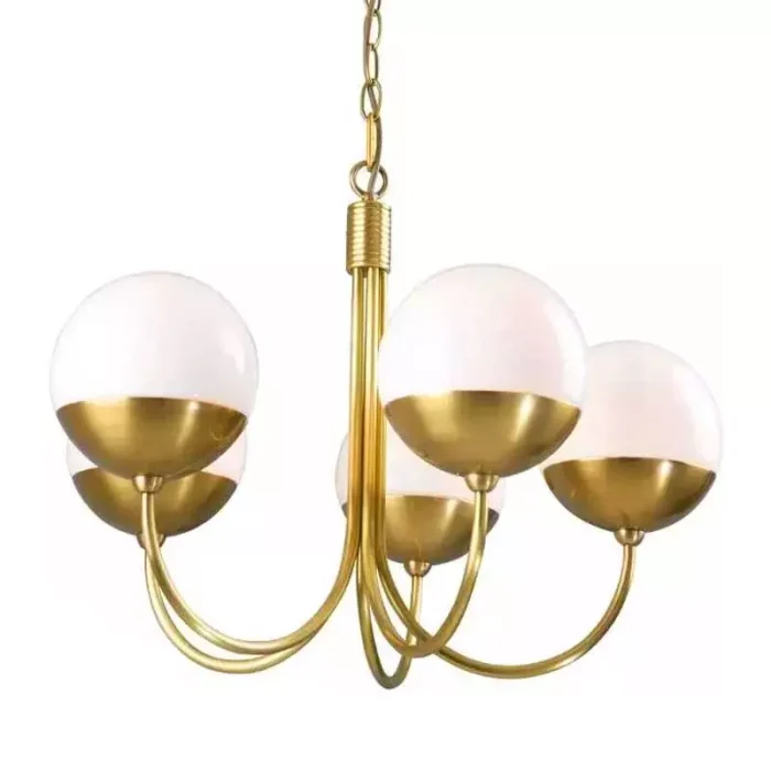 Gold Ceiling Light With Opal Glass