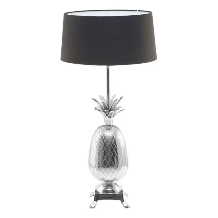 Silver Pineapple Black Shade Table Lamp