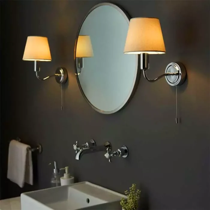 Ivory Shade Bathroom Wall Light in Chrome
