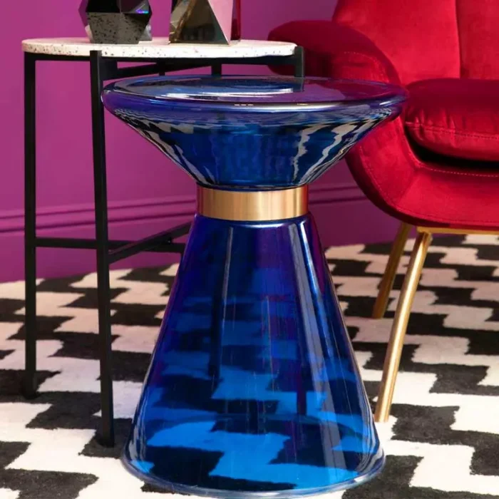 Blue Glass Side Table