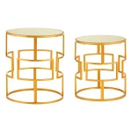 Set of 2 Gold Round Side Tables