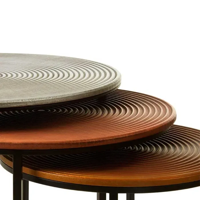 Concentric circles pattern side coffee tables