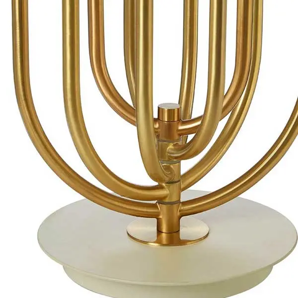 Art Deco Table Lamp With Rotating Gold Metallic Arcs