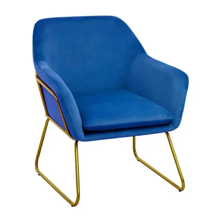 Blue Velvet Brushed Gold Armchair