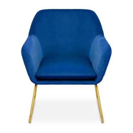 Blue Velvet Brushed Gold Armchair