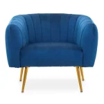 Blue Velvet Chair With Gold Metal Legs