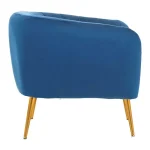 Blue Velvet Chair With Gold Metal Legs