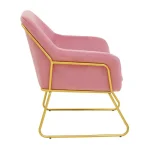 Pink Valvet Bushed Gold Armchair