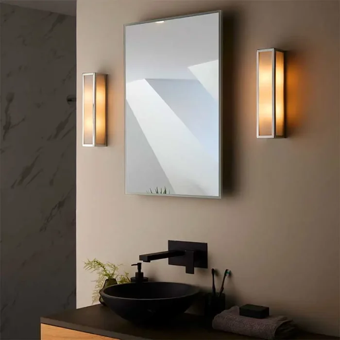 Chrome Frosted Glass Bathroom Wall Light