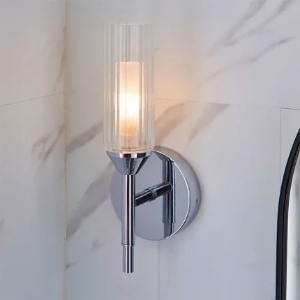 Frosted Chrome Effect Bathroom Wall Light