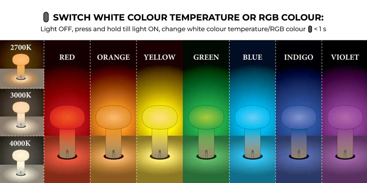 RGB Colour Temperature White Glass Rust USB Table Lamp