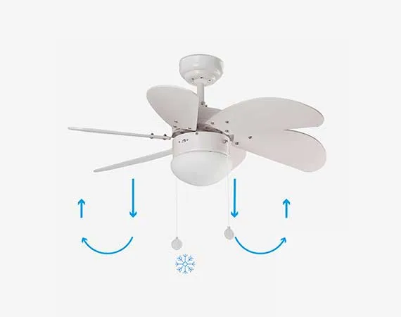 White Ceiling Fan Summer Reverse Function