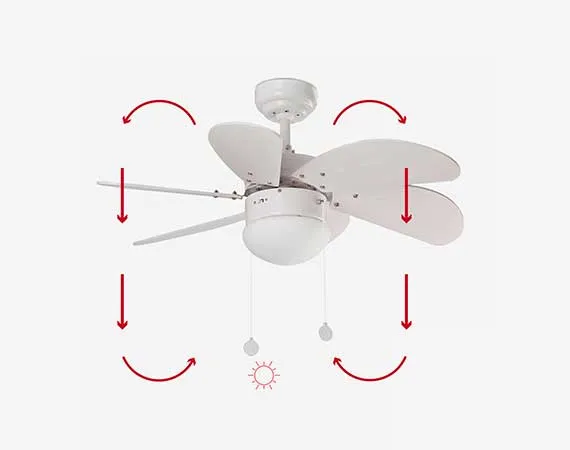 White Ceiling Fan Winter Reverse Function