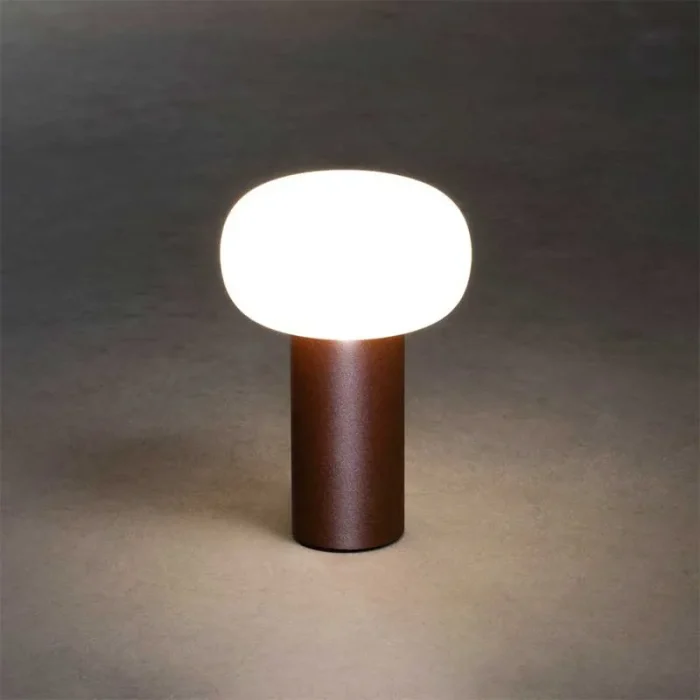 White Glass Rust USB Table Lamp